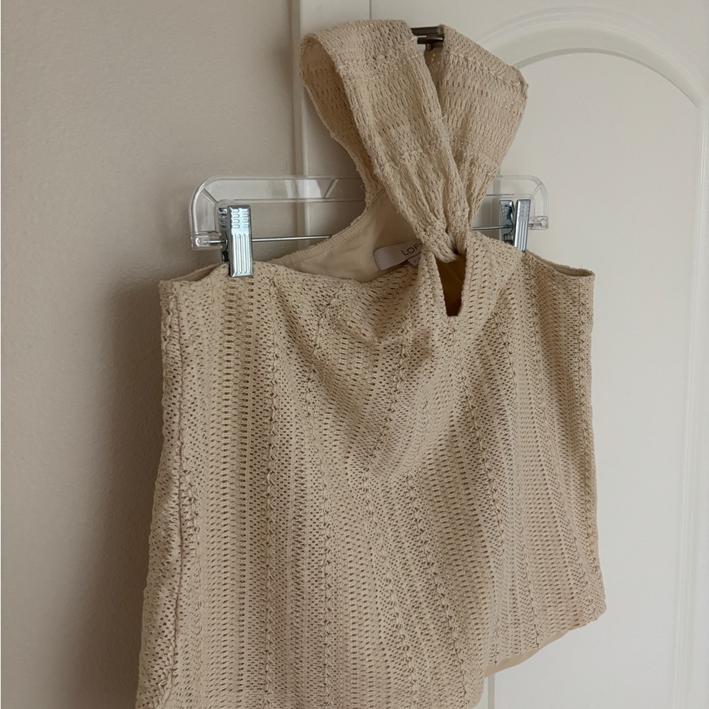 Beige Crochet Keyhole Halter Top, Racerback, Relaxed Size Medium from LOFT Lined - Picture 4 of 11
